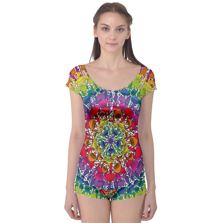 Rainbow Mushroom Mandala Boyleg Leotard 