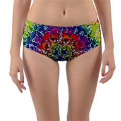 Rainbow Mushroom Mandala Reversible Mid-waist Bikini Bottoms by steampunkbabygirl