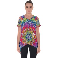 Rainbow Mushroom Mandala Cut Out Side Drop Tee by steampunkbabygirl