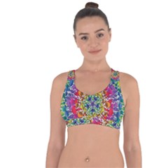 Rainbow Mushroom Mandala Cross String Back Sports Bra