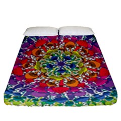 Rainbow Mushroom Mandala Fitted Sheet (queen Size) by steampunkbabygirl