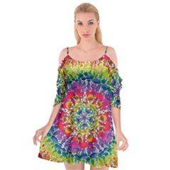 Rainbow Mushroom Mandala Cutout Spaghetti Strap Chiffon Dress by steampunkbabygirl