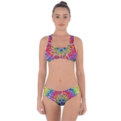 Rainbow Mushroom Mandala Criss Cross Bikini Set