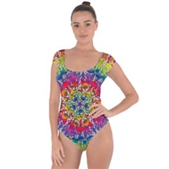 Rainbow Mushroom Mandala Short Sleeve Leotard 