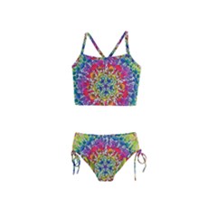 Rainbow Mushroom Mandala Girls  Tankini Swimsuit