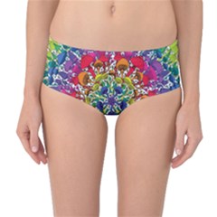 Rainbow Mushroom Mandala Mid-waist Bikini Bottoms