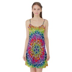 Rainbow Mushroom Mandala Satin Night Slip by steampunkbabygirl