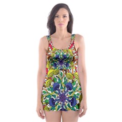 Rainbow Mushroom Mandala Skater Dress Swimsuit