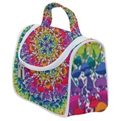 Rainbow Mushroom Mandala Satchel Handbag by steampunkbabygirl