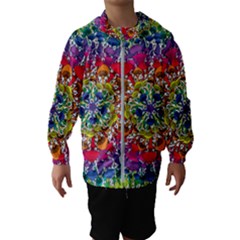 Rainbow Mushroom Mandala Kids  Hooded Windbreaker