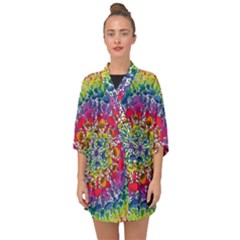 Rainbow Mushroom Mandala Half Sleeve Chiffon Kimono by steampunkbabygirl