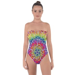 Rainbow Mushroom Mandala Tie Back One Piece Swimsuit by steampunkbabygirl