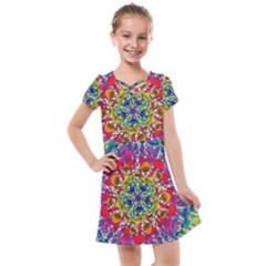 Rainbow Mushroom Mandala Kids  Cross Web Dress by steampunkbabygirl