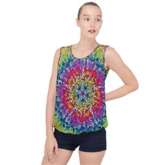 Rainbow Mushroom Mandala Bubble Hem Chiffon Tank Top