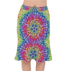 Rainbow Mushroom Mandala Short Mermaid Skirt