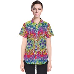 Rainbow Mushroom Mandala Women s Short Sleeve Shirt