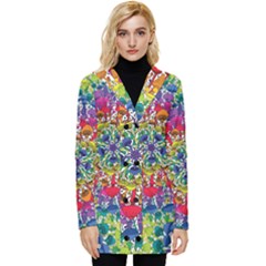 Rainbow Mushroom Mandala Button Up Hooded Coat 