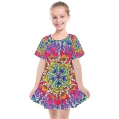 Rainbow Mushroom Mandala Kids  Smock Dress