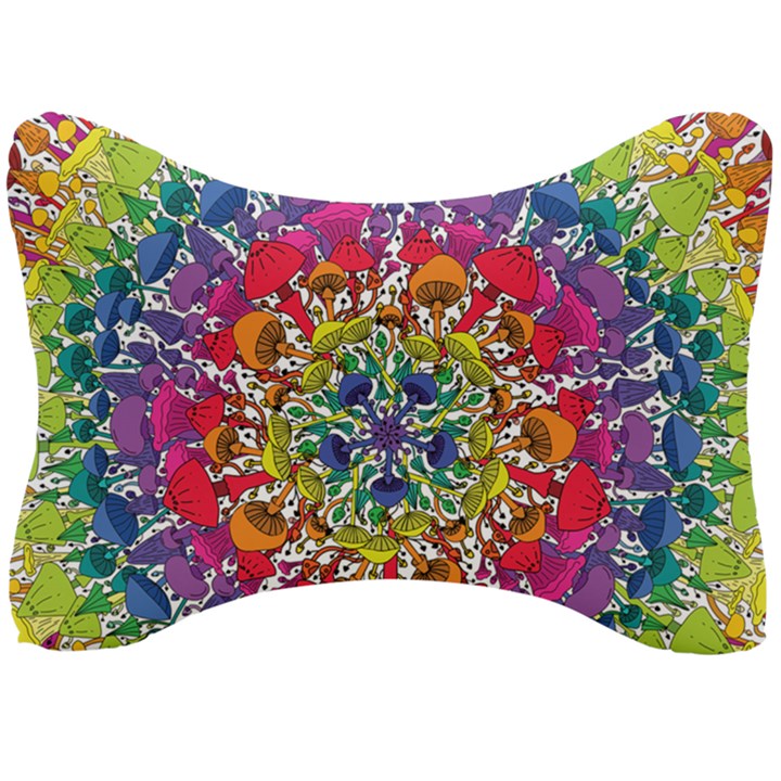 Rainbow Mushroom Mandala Seat Head Rest Cushion