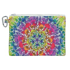 Rainbow Mushroom Mandala Canvas Cosmetic Bag (xl)