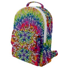 Rainbow Mushroom Mandala Flap Pocket Backpack (small)