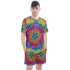 Rainbow Mushroom Mandala Men s Mesh Tee And Shorts Set