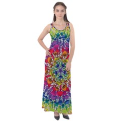 Rainbow Mushroom Mandala Sleeveless Velour Maxi Dress