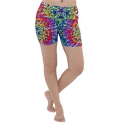 Rainbow Mushroom Mandala Lightweight Velour Yoga Shorts