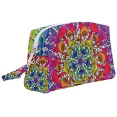 Rainbow Mushroom Mandala Wristlet Pouch Bag (large) by steampunkbabygirl