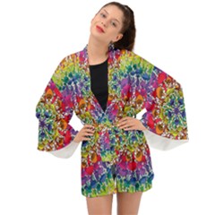 Rainbow Mushroom Mandala Long Sleeve Kimono by steampunkbabygirl