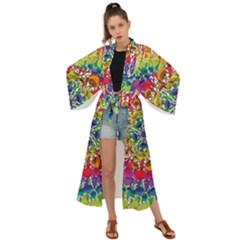 Rainbow Mushroom Mandala Maxi Kimono by steampunkbabygirl