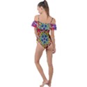 Rainbow Mushroom Mandala Frill Detail One Piece Swimsuit View2