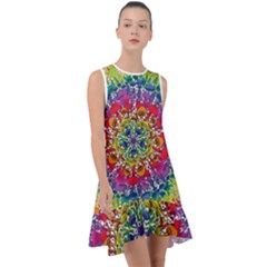 Rainbow Mushroom Mandala Frill Swing Dress