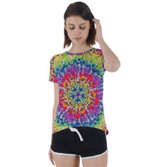 Rainbow Mushroom Mandala Short Sleeve Foldover Tee by steampunkbabygirl