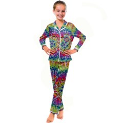 Rainbow Mushroom Mandala Kid s Satin Long Sleeve Pajamas Set by steampunkbabygirl