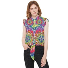 Rainbow Mushroom Mandala Frill Detail Shirt