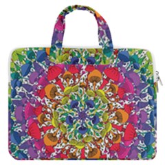 Rainbow Mushroom Mandala Macbook Pro13  Double Pocket Laptop Bag by steampunkbabygirl