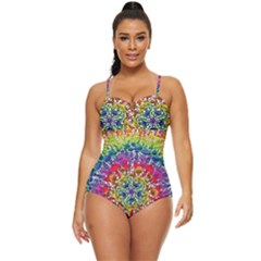 Rainbow Mushroom Mandala Retro Full Coverage Swimsuit by steampunkbabygirl