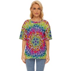 Rainbow Mushroom Mandala Oversized Basic Tee