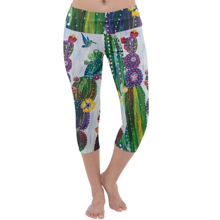 Rainbow Cactus Shirt Capri Yoga Leggings