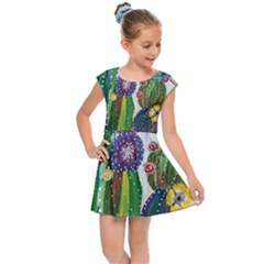 Rainbow Cactus Shirt Kids  Cap Sleeve Dress by steampunkbabygirl