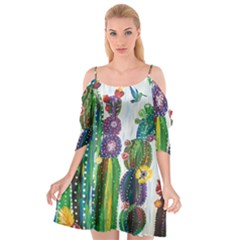 Rainbow Cactus Shirt Cutout Spaghetti Strap Chiffon Dress by steampunkbabygirl