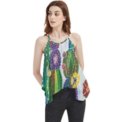 Rainbow Cactus Shirt Flowy Camisole Tank Top