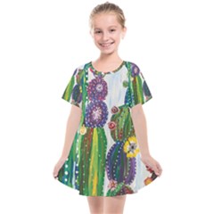 Rainbow Cactus Shirt Kids  Smock Dress