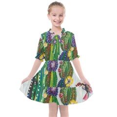 Rainbow Cactus Shirt Kids  All Frills Chiffon Dress