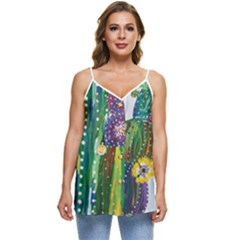 Rainbow Cactus Shirt Casual Spaghetti Strap Chiffon Top