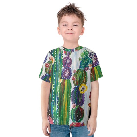 Rainbow Cactus Shirt Kids  Cotton Tee by steampunkbabygirl