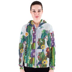 Rainbow Cactus Shirt Women s Zipper Hoodie by steampunkbabygirl