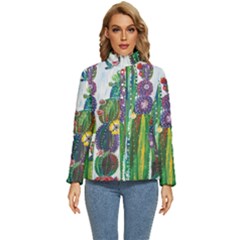 Rainbow Cactus Shirt Women s Puffer Bubble Jacket Coat