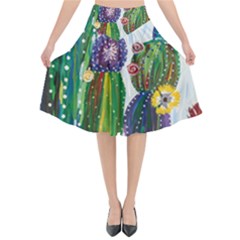 Rainbow Cactus Shirt Flared Midi Skirt by steampunkbabygirl